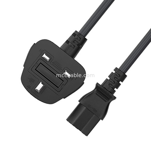 C13 To Uk Включается электропровод Bs1363 18awg 250v Длина Подходит для большинства компьютеров, принтеров и других устройств