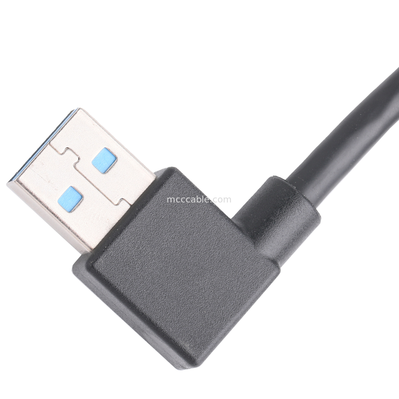 Черный USB3 0 кабель Am 90 градусов боковой изгиб до Af Half Pack винтовой тип сформированной внешней формы