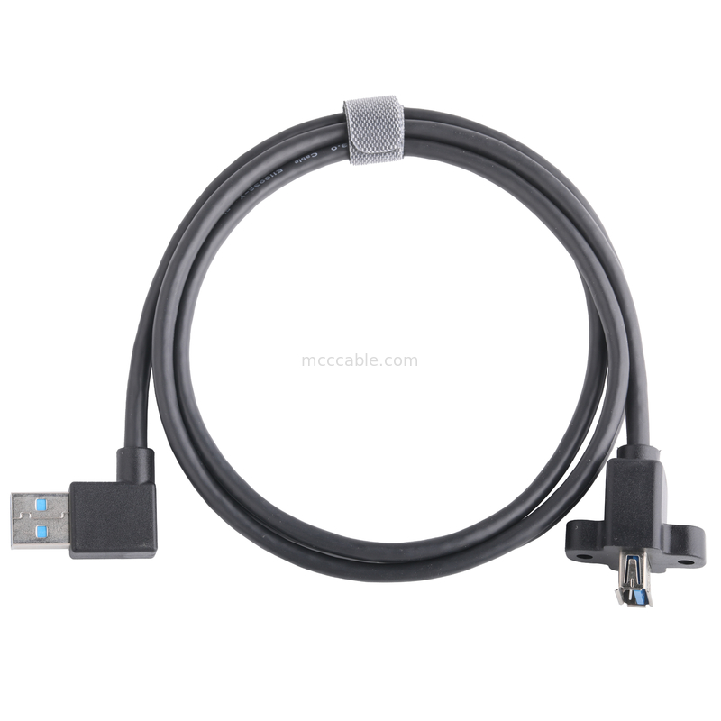 Черный USB3 0 кабель Am 90 градусов боковой изгиб до Af Half Pack винтовой тип сформированной внешней формы