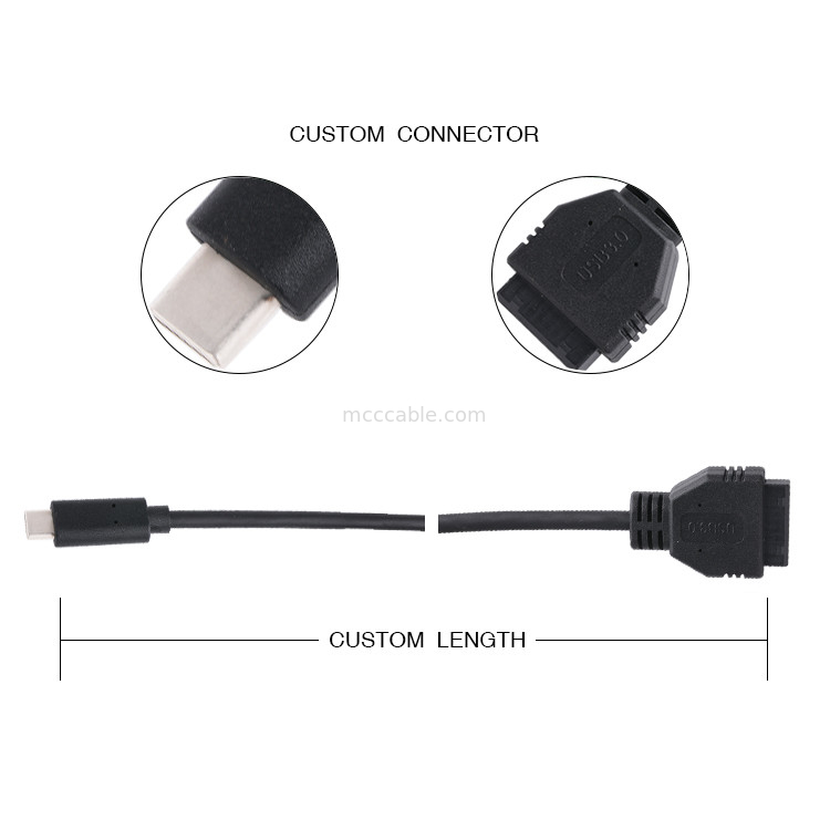 20P Женщина USB 3.0 Type-C к IDC кабель адаптера внутренний резистор Черный PVC провод OEM ODM