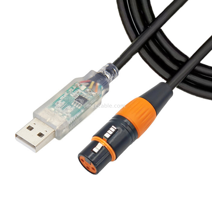 USB на DMX512 ступени трехядерный XLR мужской кабель осветительного сигнала кабель par светового луча миксера кабель управления