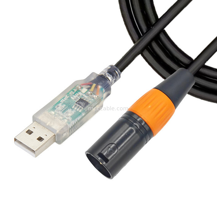 USB на DMX512 ступени трехядерный XLR мужской кабель осветительного сигнала кабель par светового луча миксера кабель управления