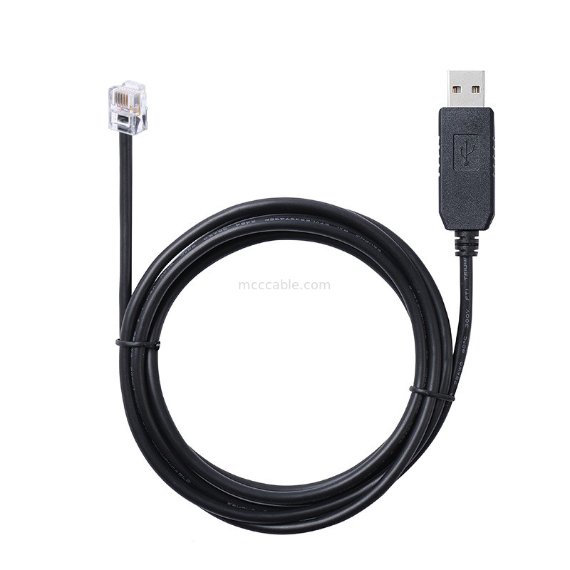 USB-A к RS232 RJ12 Серийный кабель 6P6C совместим с RS232 Конфигурация связи Линия отладки