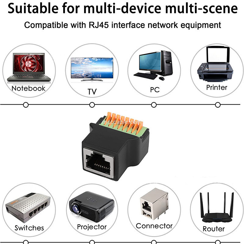 Протокол RJ45 к 8Pin Core Quick-connect Terminal без сварки женская 8P8C кристаллическая головка сети, с нитью