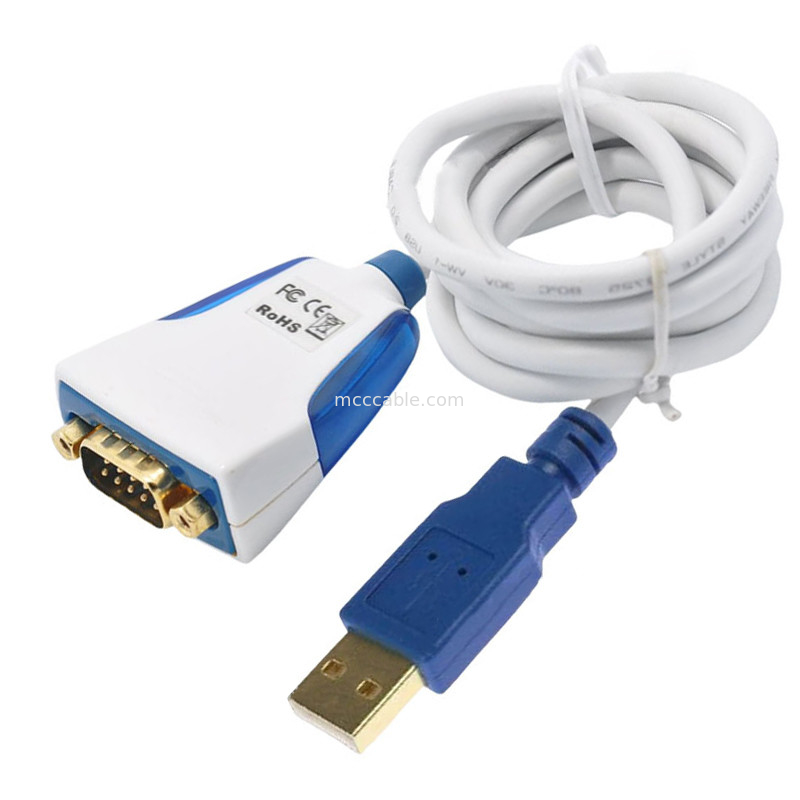 Серийный кабель USB-A на RS232 с встроенной электроникой и промышленными разъемами DB9M