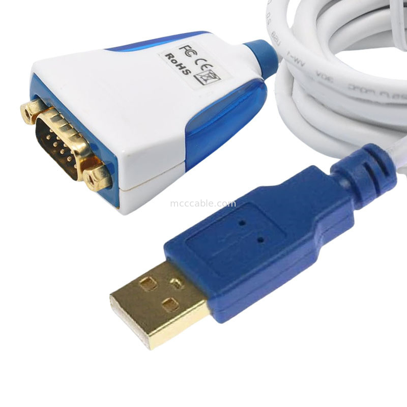 Серийный кабель USB-A на RS232 с встроенной электроникой и промышленными разъемами DB9M