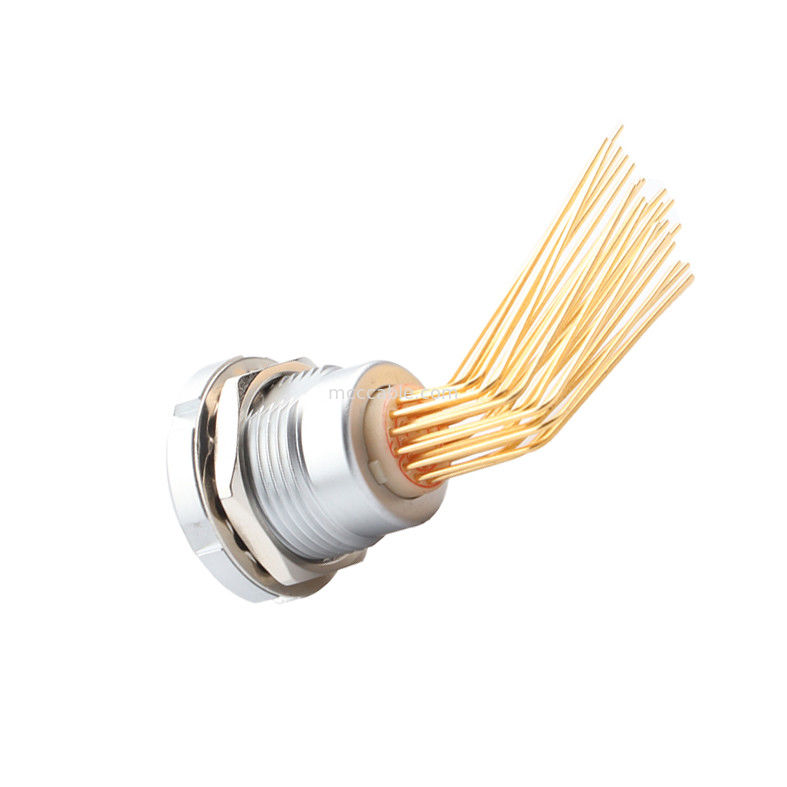 Круговое водонепроницаемое соединитель Z2 26Pin двойной гайки 90° угол штифтного ядра внутренний и внешний гайка фиксированный разъем