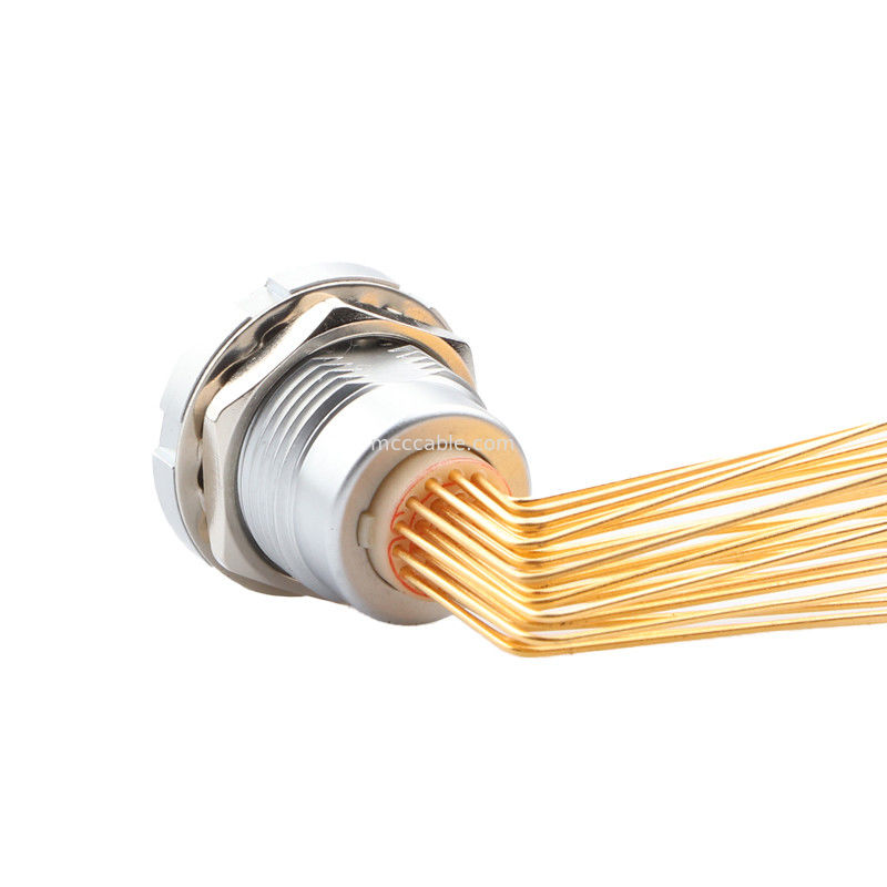 Круговое водонепроницаемое соединитель Z2 26Pin двойной гайки 90° угол штифтного ядра внутренний и внешний гайка фиксированный разъем