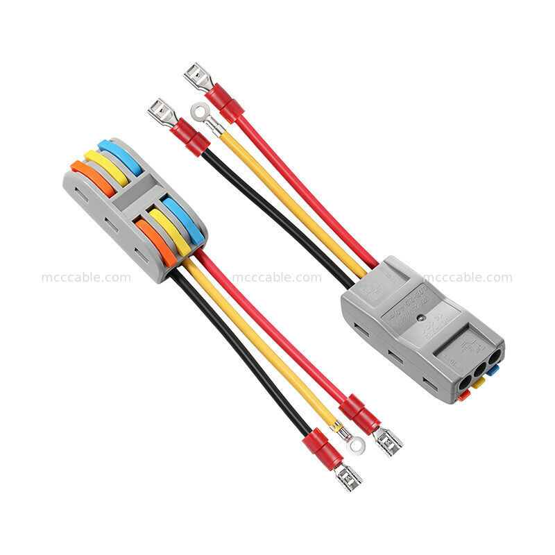 PCT-2-3 3 Pole Lever Nut Wire Connector 18AWG Harness with 187 Quick Disconnect