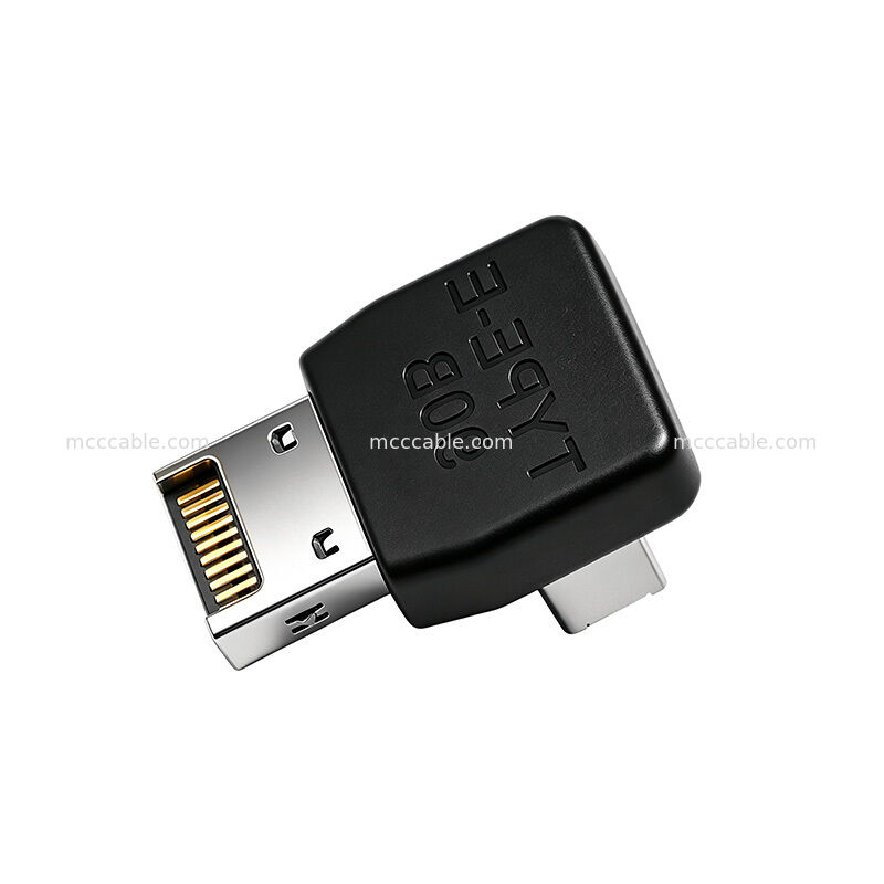 90-Degree Type-E to USB-A Adapter 10Gbps Right Angle Unibody Shell for PC Motherboard