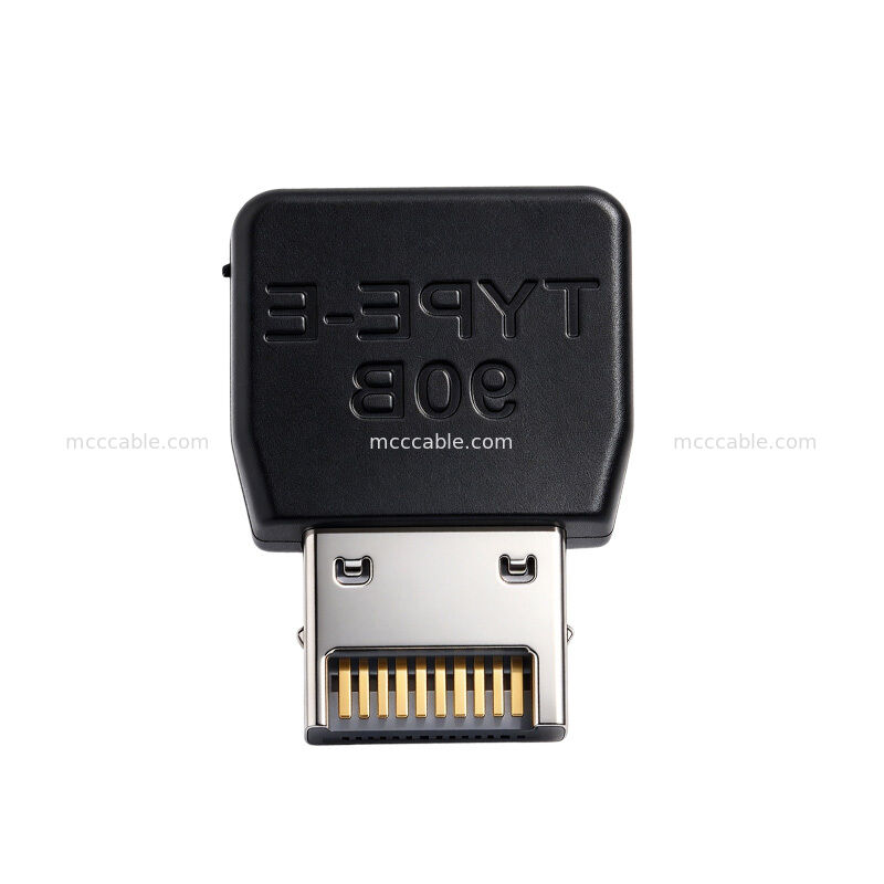 90-Degree Type-E to USB-A Adapter 10Gbps Right Angle Unibody Shell for PC Motherboard