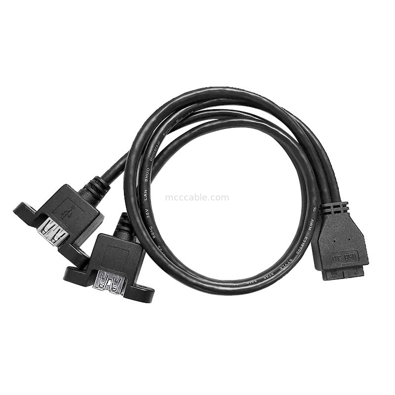 Держатель панели USB 3,0 x2 к проводке провода материнской платы заголовка 20 Pin изготовленной на заказ